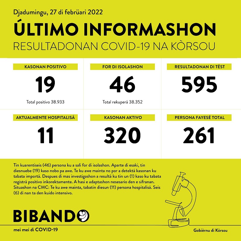 19 new cases; 595 tested