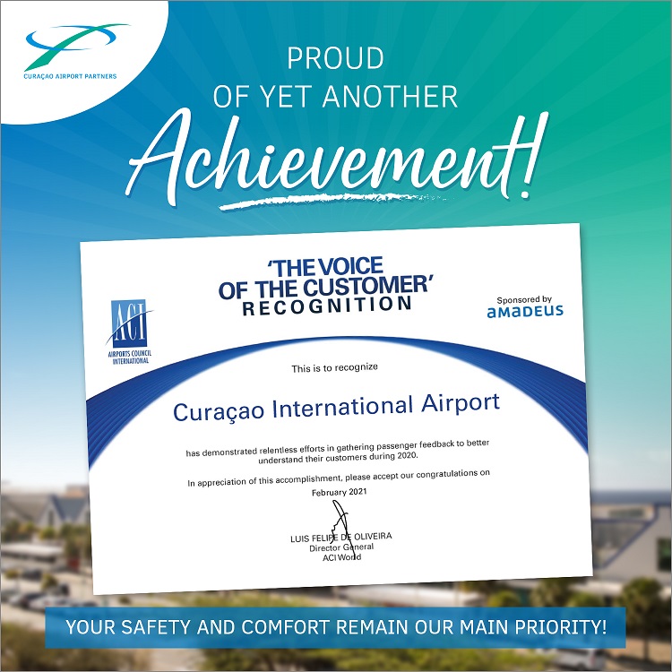 Curaçao International Airport earns ACI recognition for ‘Voice of Customer’