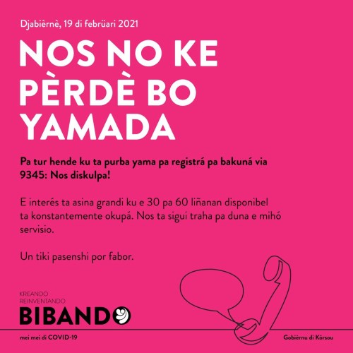 Vaccination information and registration line Curaçao overloaded