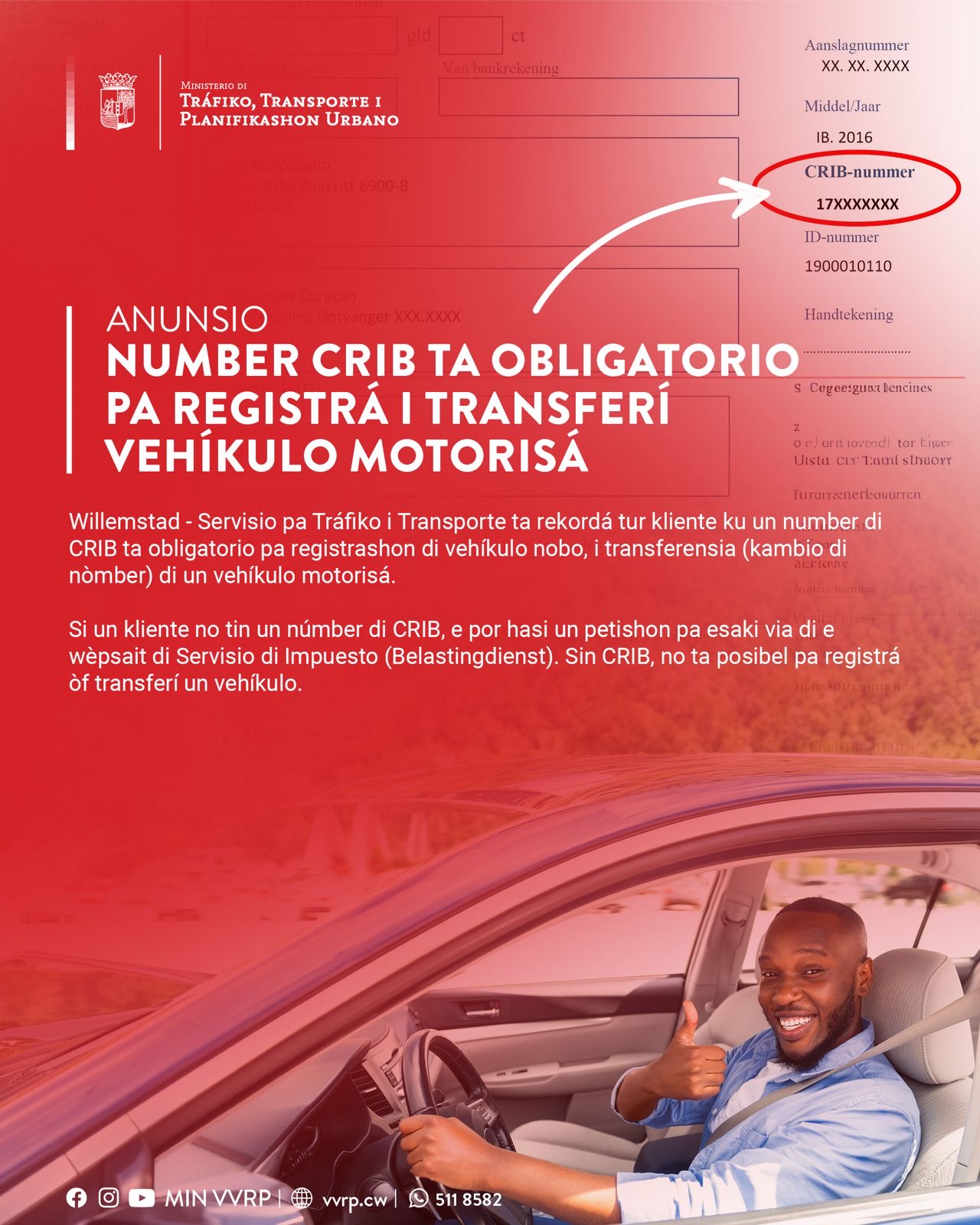 CRIB Tax Number Required for Vehicle Registration and Ownership Transfers
