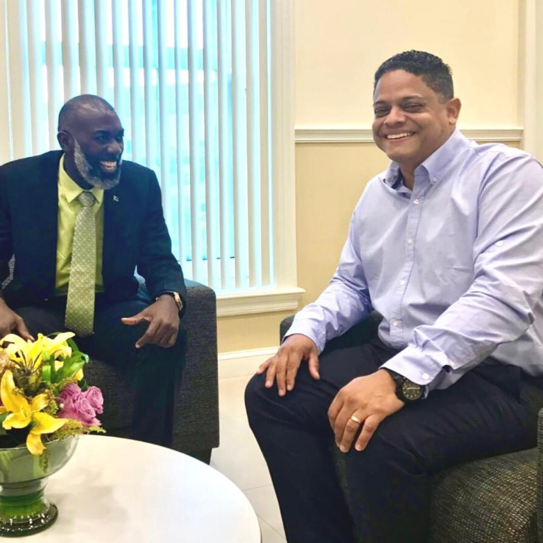 Eugene Rhuggenaath congratulates Gilmar 