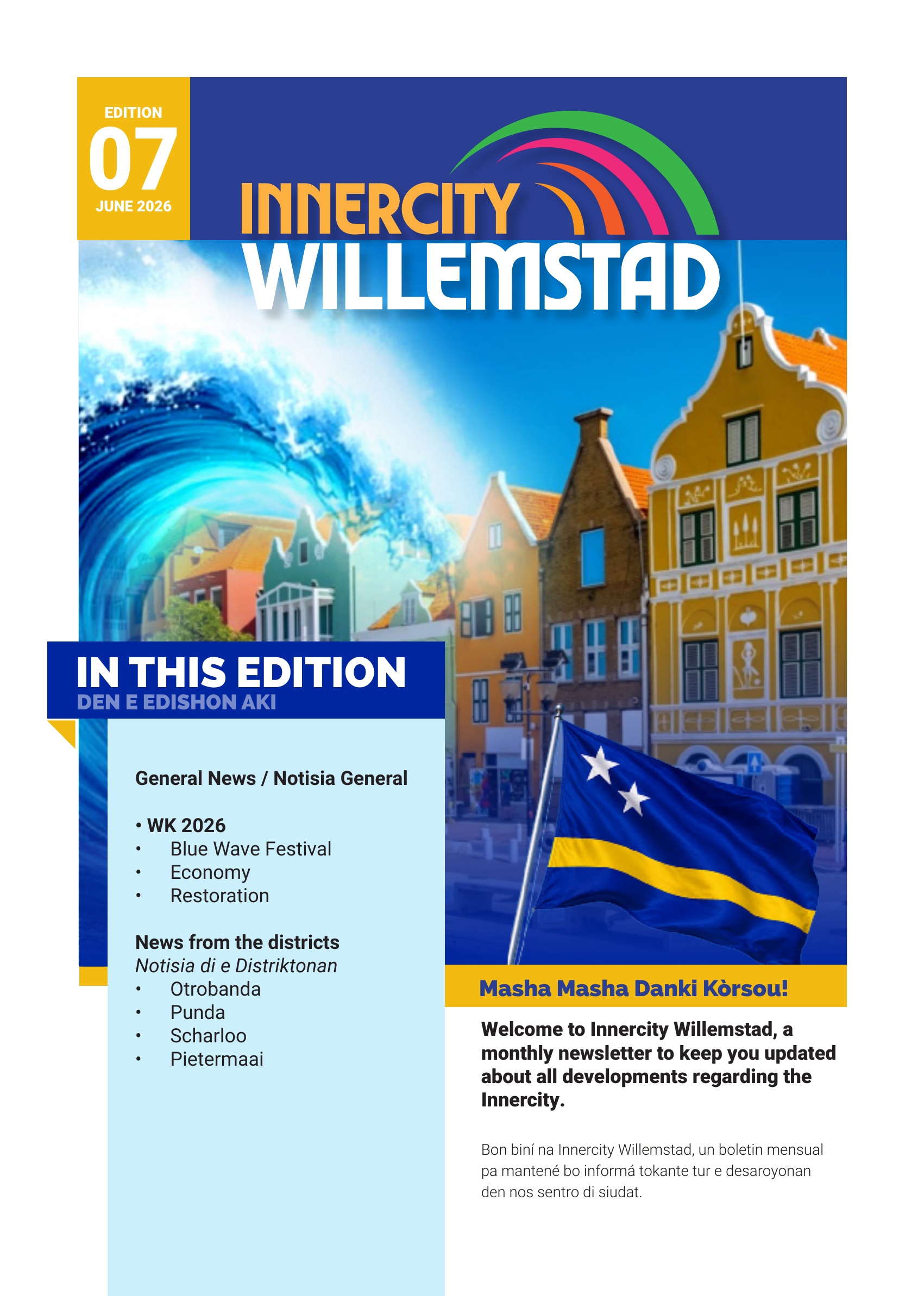 Innercity Willemstad Newsletter Highlights Blue Wave Festival Success and City Center Development Plans