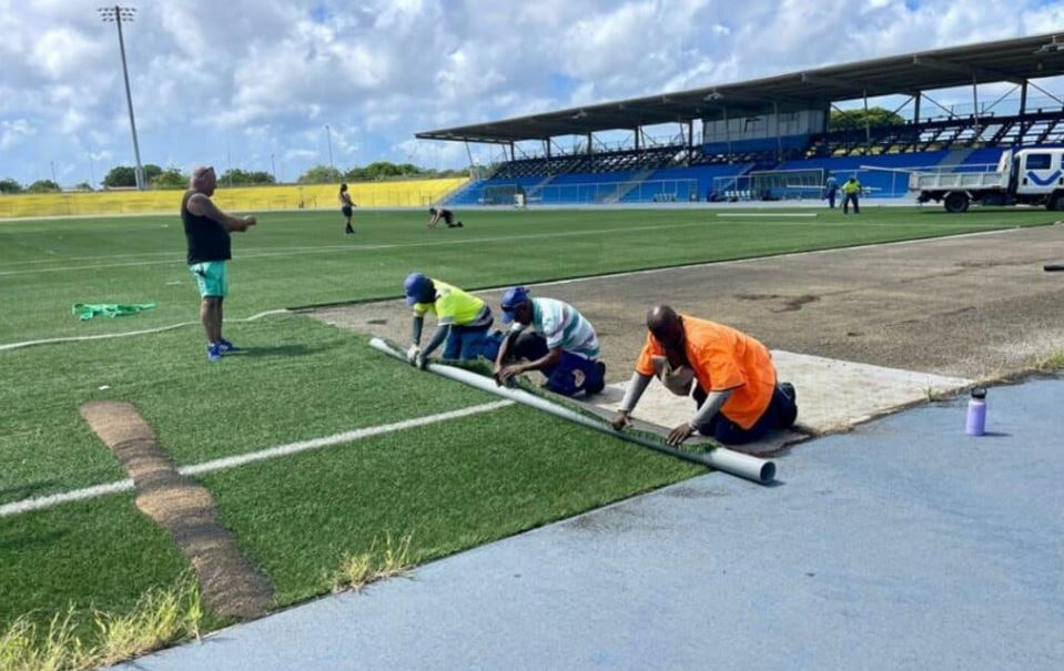 Ergilio Hato Stadium turf replacement progresses on schedule
