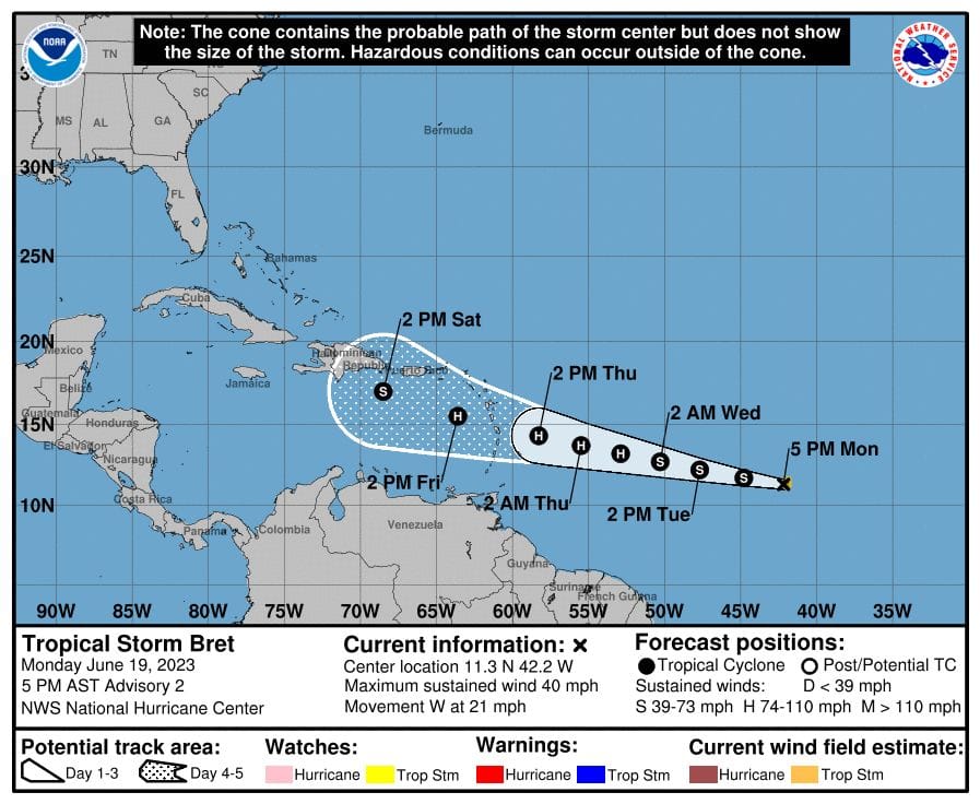 Tropical Disturbances en route to the Caribbean