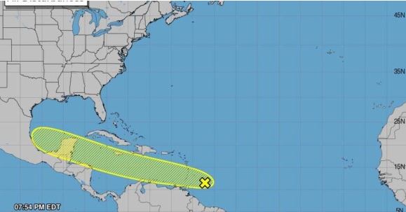 Tropical wave east of the Caribbean islands